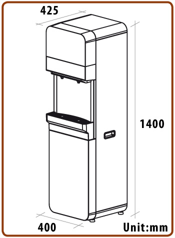 Refrigeratore colonnina osmosi inversa 3 vie acqua fredda, calda e fredda frizzante 6-13,5 lt./h.