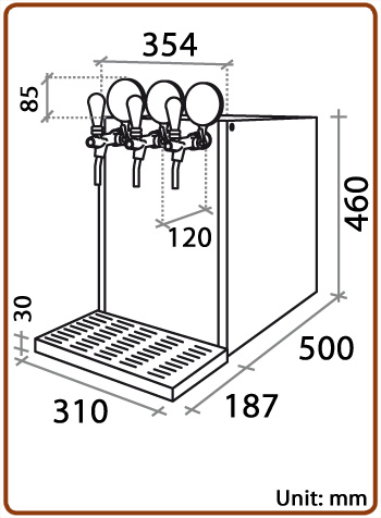 Polares refrigeratore sopra b. INOX 3 vie acqua 150lt./h. raff. banco ghiaccio senza elettrovalvola