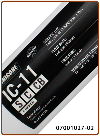 Filtro in Linea carbon block al cocco battereostatico 1/4" NPT 2,5"x11" - 5 micron